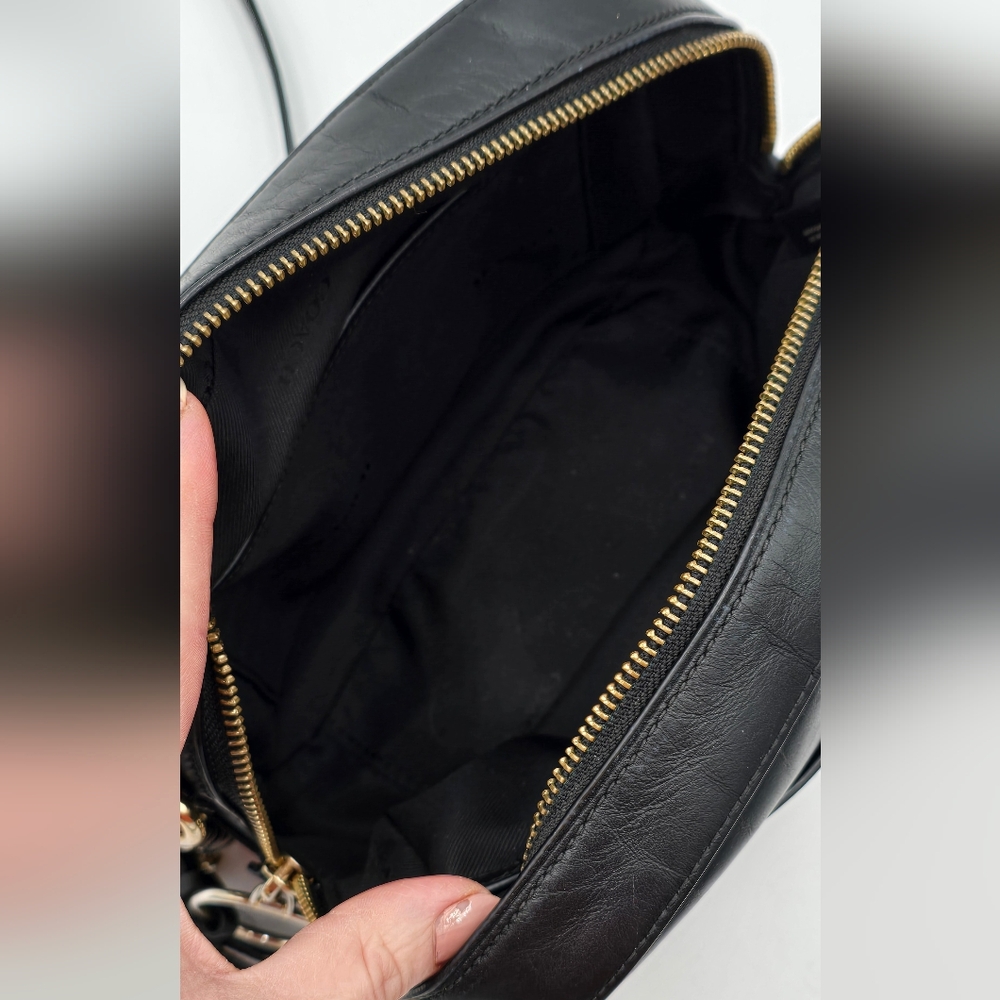 Coach Camera Bag w/ Signature Embossed Leather in Black, EUC - Picture 10 of 15